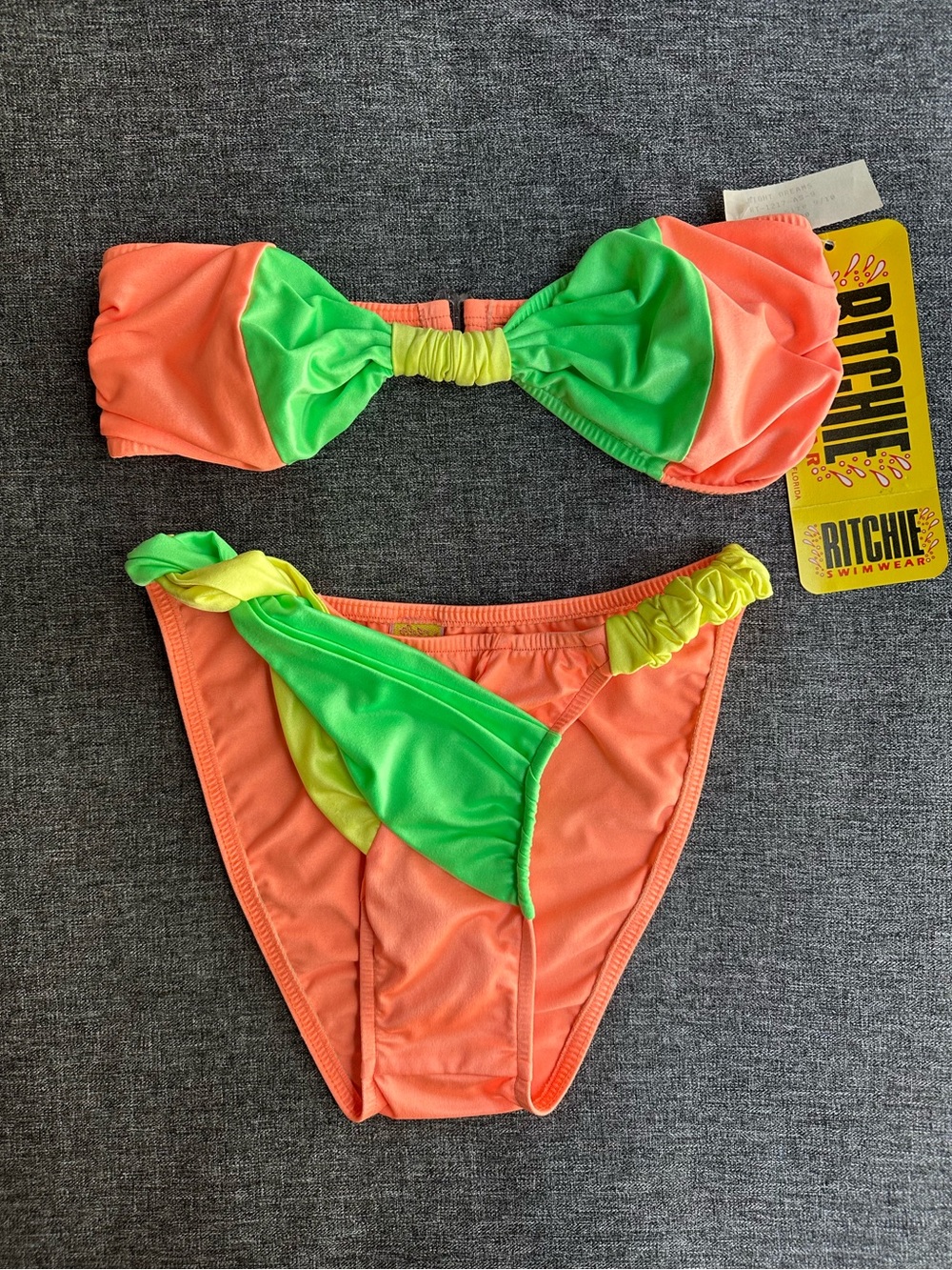 NWT Ritchie Swimwear Night Dreams Neon Bikini Set Vintage 80s 90s